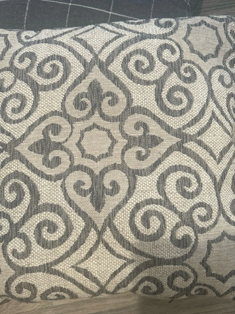 Neutral Scroll Pattern Decorative Throw Pillows set of 2 - Gray and Cream